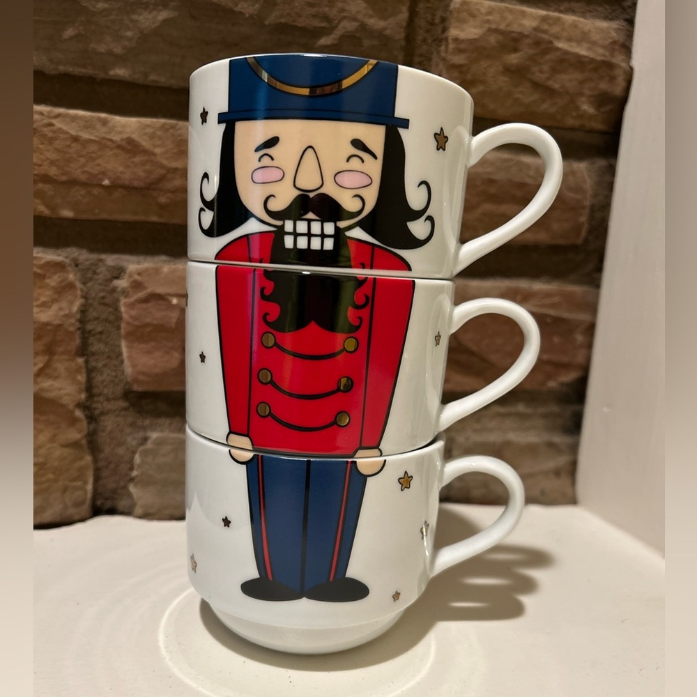 The Cellar Nutcracker Stacking Holiday Mugs Set of 3